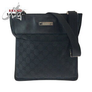 GUCCI black GG canvas shoulder bag
